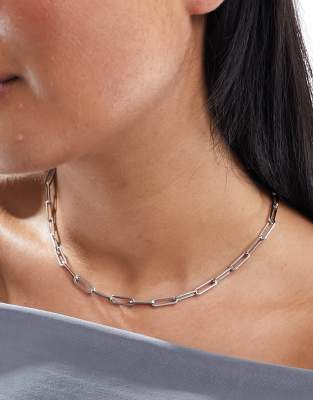 ASOS DESIGN - Collier en acier inoxydable résistant à l'eau avec maillons ajourés - Argenté