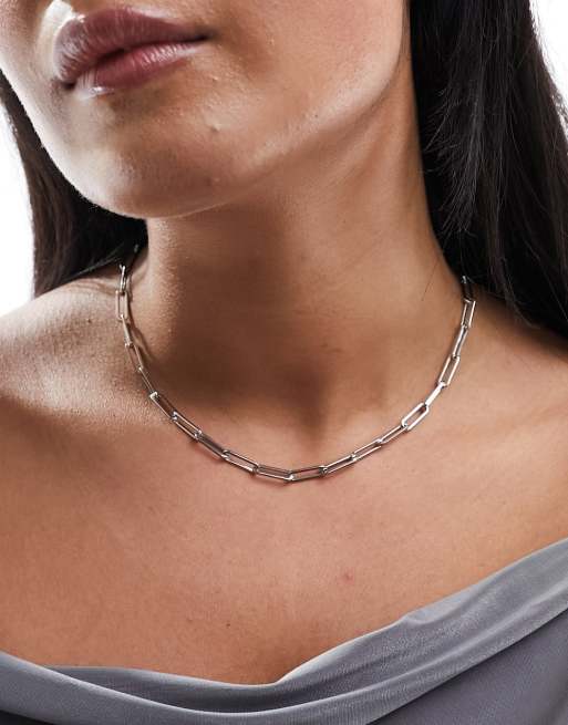 ASOS DESIGN - Collier en acier inoxydable résistant à l'eau avec maillons ajourés - Argenté, 4 de 4