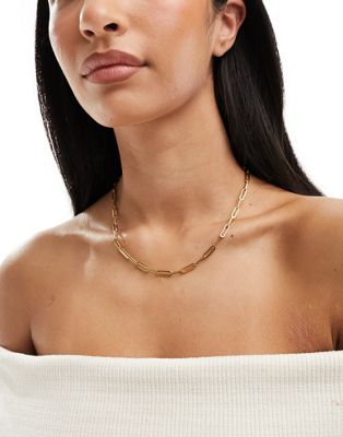 ASOS DESIGN waterproof stainless necklace with open link design in gold tone - ASOS Price Checker