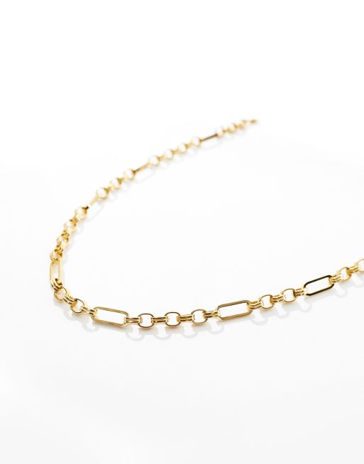 ASOS DESIGN - Collier en acier inoxydable résistant à l'eau avec maillons variés - Doré, 3 de 4