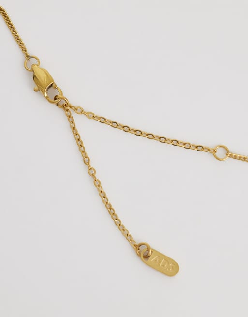 ASOS DESIGN - Collier en acier inoxydable résistant à l'eau avec pendentif ovale à pierre noire - Doré, 3 de 4
