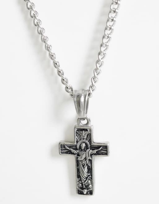 ASOS DESIGN - Collier en acier inoxydable résistant à l'eau avec pendentif pièce gravée - Argenté, 3 de 4