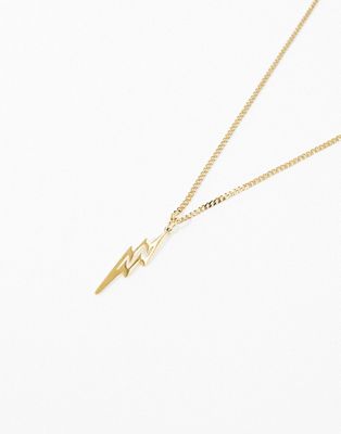 ASOS DESIGN waterproof stainless steel necklace with lightning bolt pendant in gold tone - ASOS Price Checker