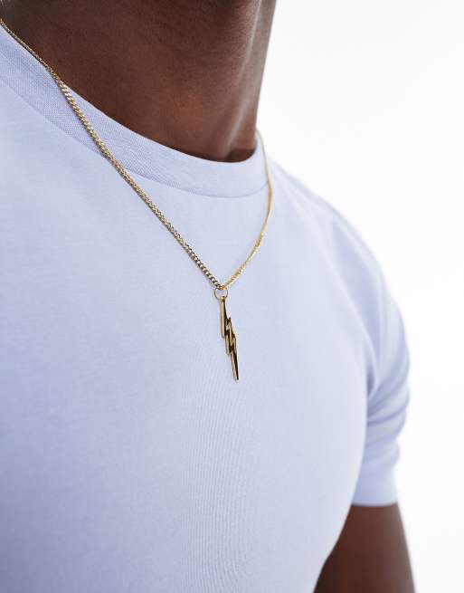 ASOS DESIGN - Collier en acier inoxydable waterproof avec pendentif éclair - Doré, 2 de 4