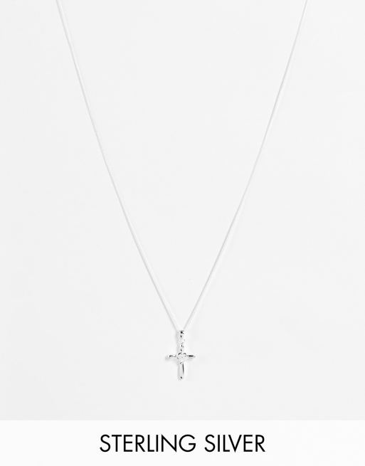 ASOS DESIGN - Collier en argent massif avec pendentif croix - Argent
