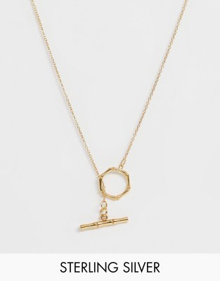 Asos Bambou Et Massif Or Avec Traversante Barre Argent Plaqué En DesignCollier Cercle Ajouré Kl1Jc3TF