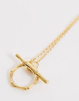 Asos Bambou Et Massif Or Avec Traversante Barre Argent Plaqué En DesignCollier Cercle Ajouré Kl1Jc3TF