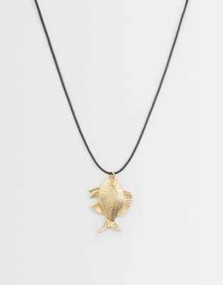 Collier en cordon avec pendentif étoile de mer fantaisie - Doré