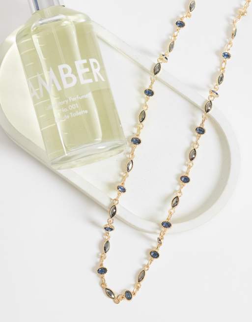 ASOS DESIGN - Collier en cristal bleu et anthracite - Doré, 2 de 4