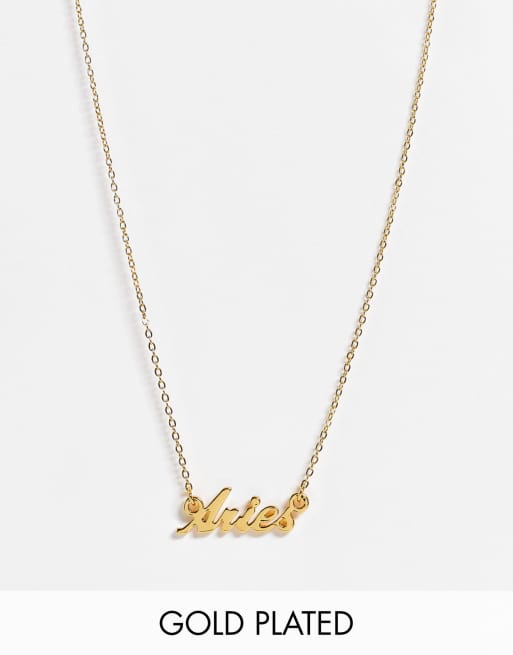 ASOS DESIGN - Collier en plaqué or 14 carats avec pendentif signe du zodiaque Bélier