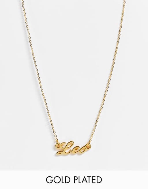 ASOS DESIGN - Collier en plaqué or 14 carats avec pendentif signe du zodiaque Lion
