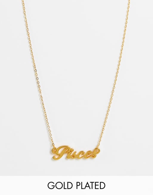 ASOS DESIGN - Collier en plaqué or 14 carats avec pendentif signe du zodiaque Poisson