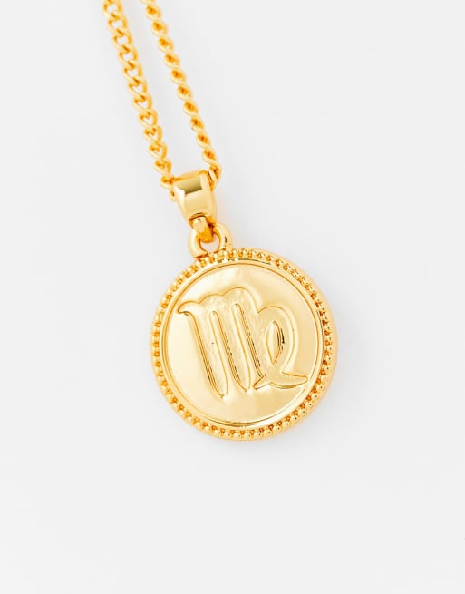 ASOS DESIGN - Collier en plaqué or 14 carats avec pendentif signe du zodiaque Vierge réversible, 3 de 4