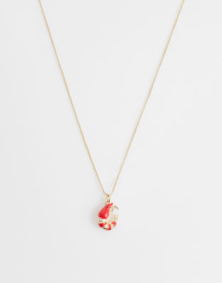 ASOS DESIGN - Collier fin avec pendentif mini crevette - Doré-Multicolore