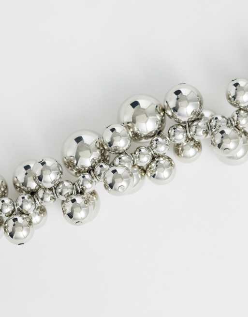 ASOS DESIGN collier imposant à motif boules finition argentée - argent, 2 de 4