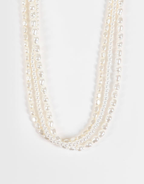 ASOS DESIGN collier Intertwine avec détail multirang de perles fantaisie ivoire - view 1