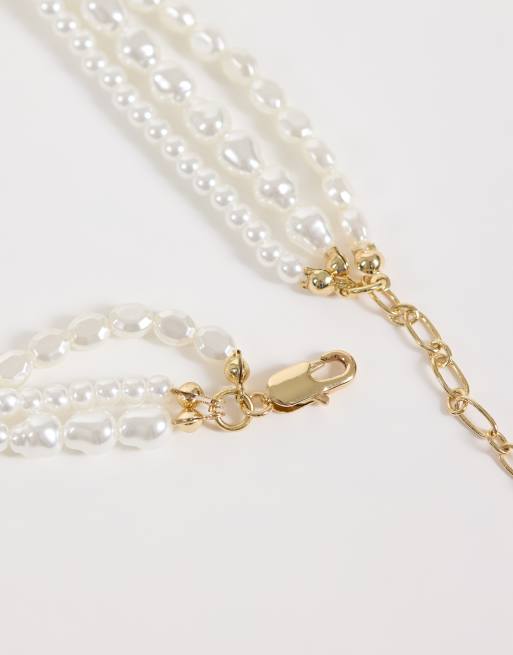 ASOS DESIGN collier Intertwine avec détail multirang de perles fantaisie ivoire, 4 de 4