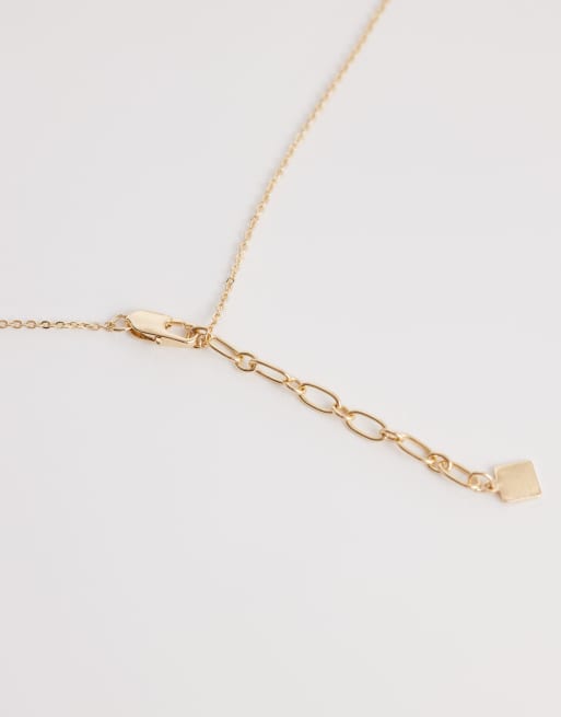 ASOS DESIGN - Collier lariat fin avec détail à strass - Doré, 4 de 4