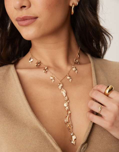 ASOS DESIGN - Collier lasso avec détail feuille - Doré vieilli - view 1