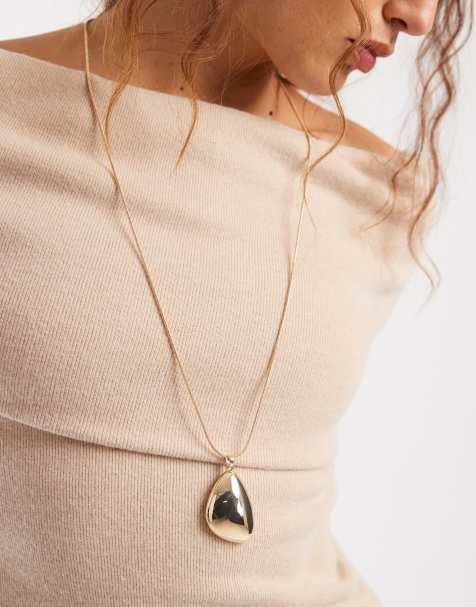 ASOS DESIGN - Collier long avec pendentif épuré - Doré - view 1