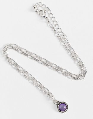 ASOS DESIGN - Collier mi-long en corde avec pendentif fleur en pierre  semi-précieuse - Vert