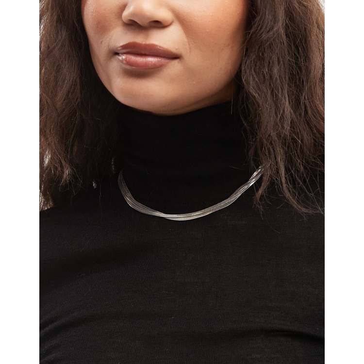 Collier Multi-rangs Femme - Chaîne Maille Serpent Dorée - 4 Rangs Fantaisie - Longueur 31 à 56 Cm - ANAZOZ