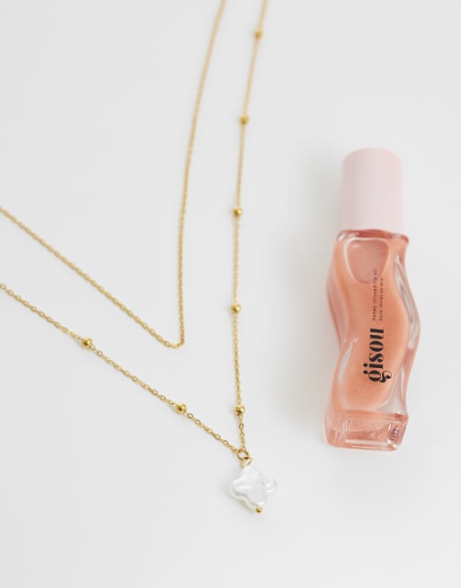 ASOS DESIGN - Collier multi-rangs en acier inoxydable étanche avec pendentif en perle fantaisie - Doré, 2 de 4