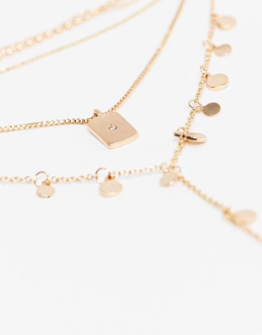 ASOS DESIGN - Collier multirangs style lasso avec disque avec pendentif étiquette étoile - Doré, 2 de 4