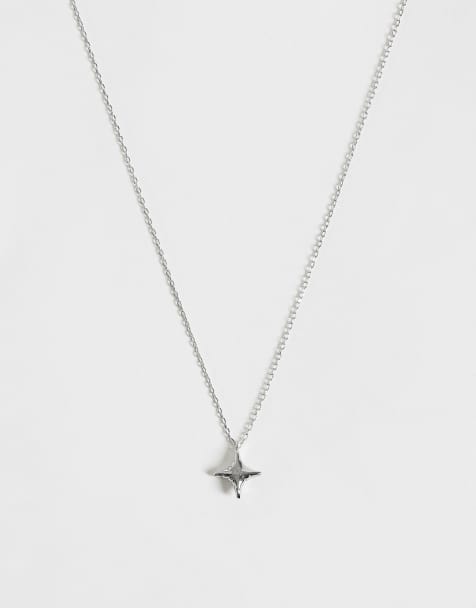 ASOS DESIGN collier pendentif étoile 3D argenté - view 1