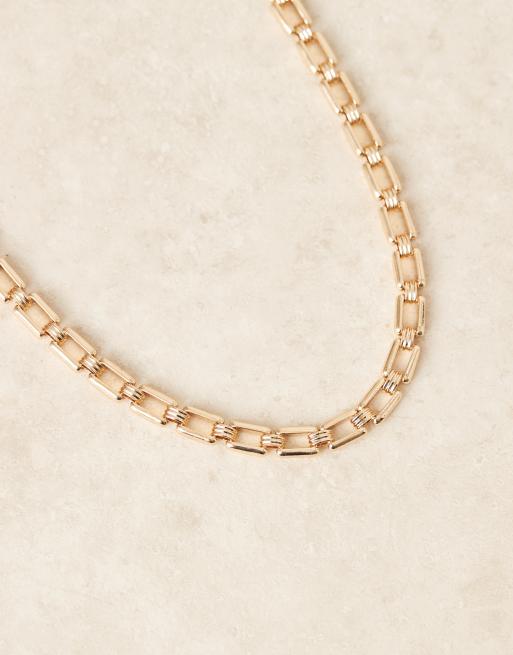 ASOS DESIGN - Collier ras de cou à maillons carrés - Doré, 2 de 3