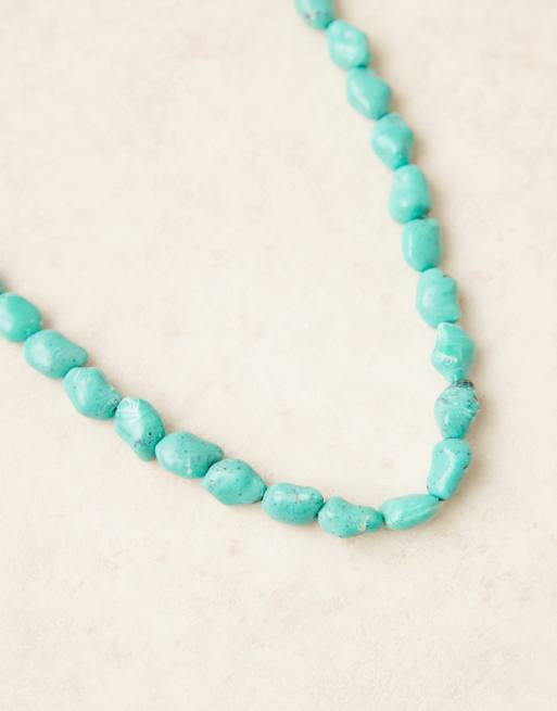 ASOS DESIGN - Collier ras de cou à pierres synthétiques chunky - Bleu, 2 de 3