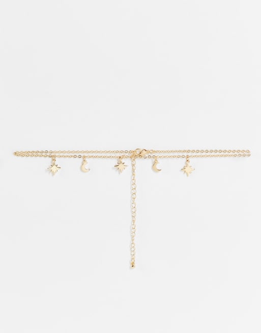 ASOS DESIGN - Collier ras de cou avec breloques célestes - Doré