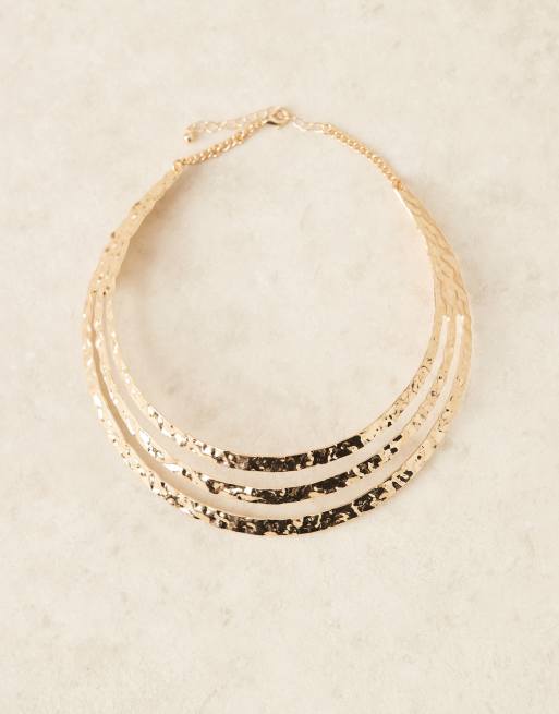 ASOS DESIGN - Collier ras-de-cou style torque à rangs effet martelé - Doré, 2 de 3