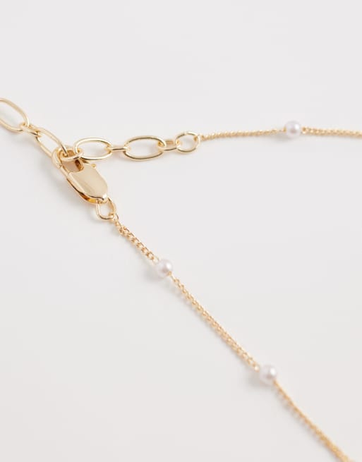 ASOS DESIGN - Collier style lariat délicat orné de perles fantaisie - Doré, 3 de 4