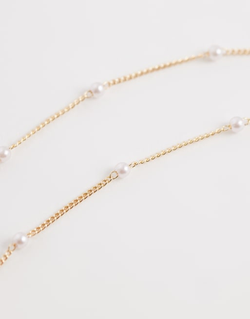 ASOS DESIGN - Collier style lariat délicat orné de perles fantaisie - Doré, 4 de 4