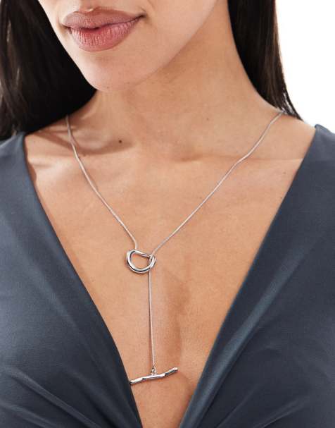 ASOS DESIGN - Collier style lasso avec barre en T - Argenté - view 1