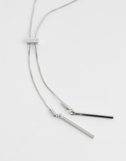 ASOS DESIGN - Collier style lasso avec détail en chaîne serpent fine - Argenté, 3 de 4