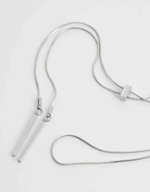 ASOS DESIGN - Collier style lasso avec détail en chaîne serpent fine - Argenté, 4 de 4