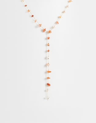 Collier style lasso avec éclats de pierres semi-précieuses - Doré-multicolore