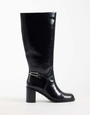 Asos Design Collins Dressy Heeled Riding Boots In Black