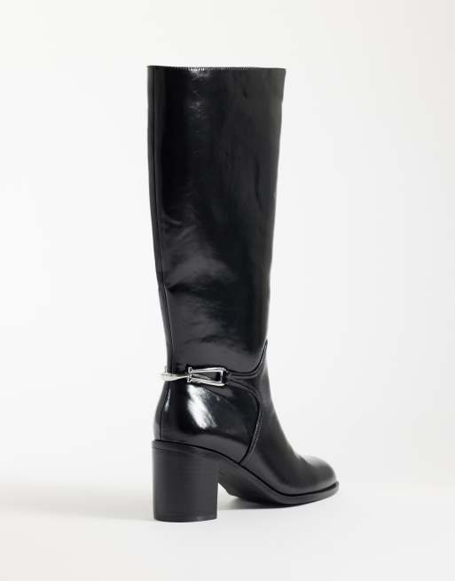 ASOS DESIGN Collins smart heeled riding boots in black, 4 of 4