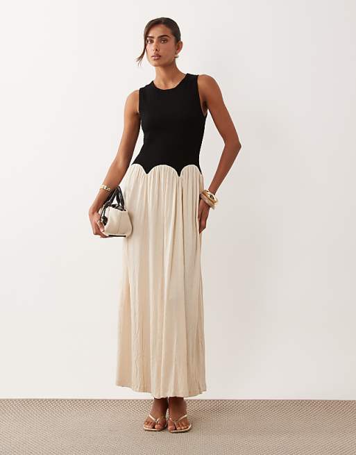 black cream dress A.L.C. Simona Pleated Midi in Cream/Black, Size 8 Lime Lush Lady Black Tie - Laurel