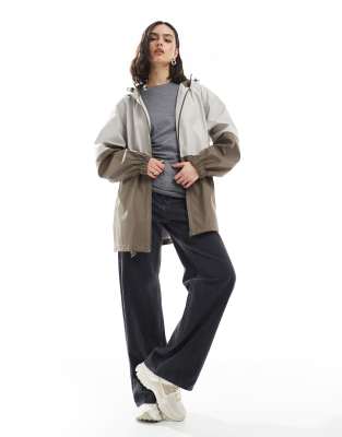 ASOS DESIGN COLOR BLOCK HOODED RAIN COAT 