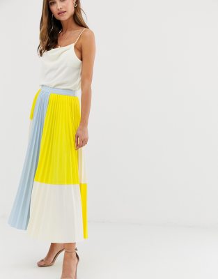 color block midi skirt