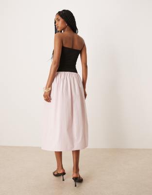 Asos Design Color Block Poplin Mix Bandeau Maxi Dress