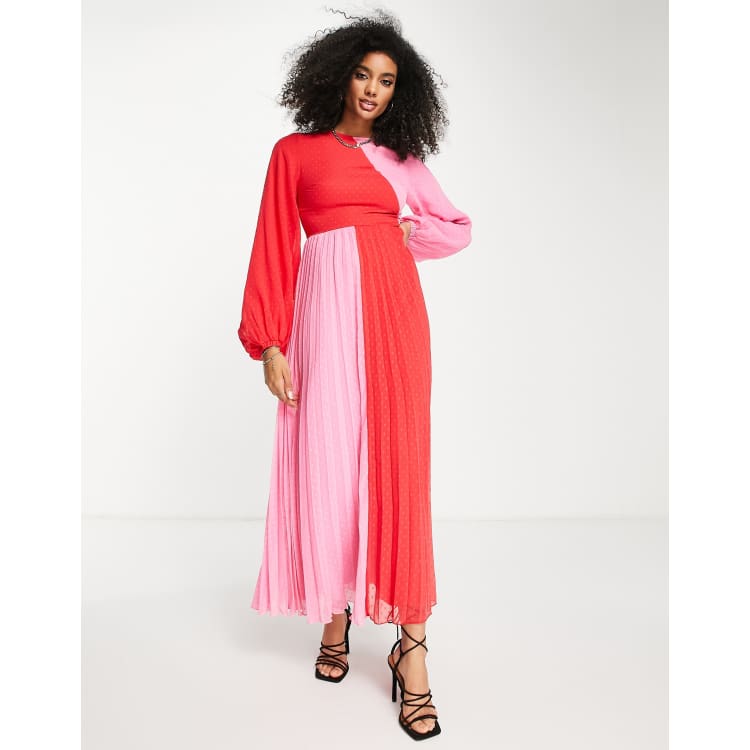Warehouse pleated colour shop block dress