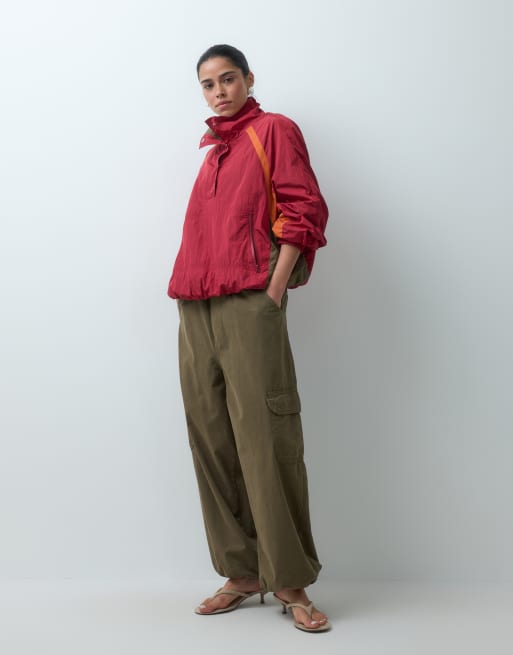 ASOS DESIGN color block track jacket in red, 4 of 4