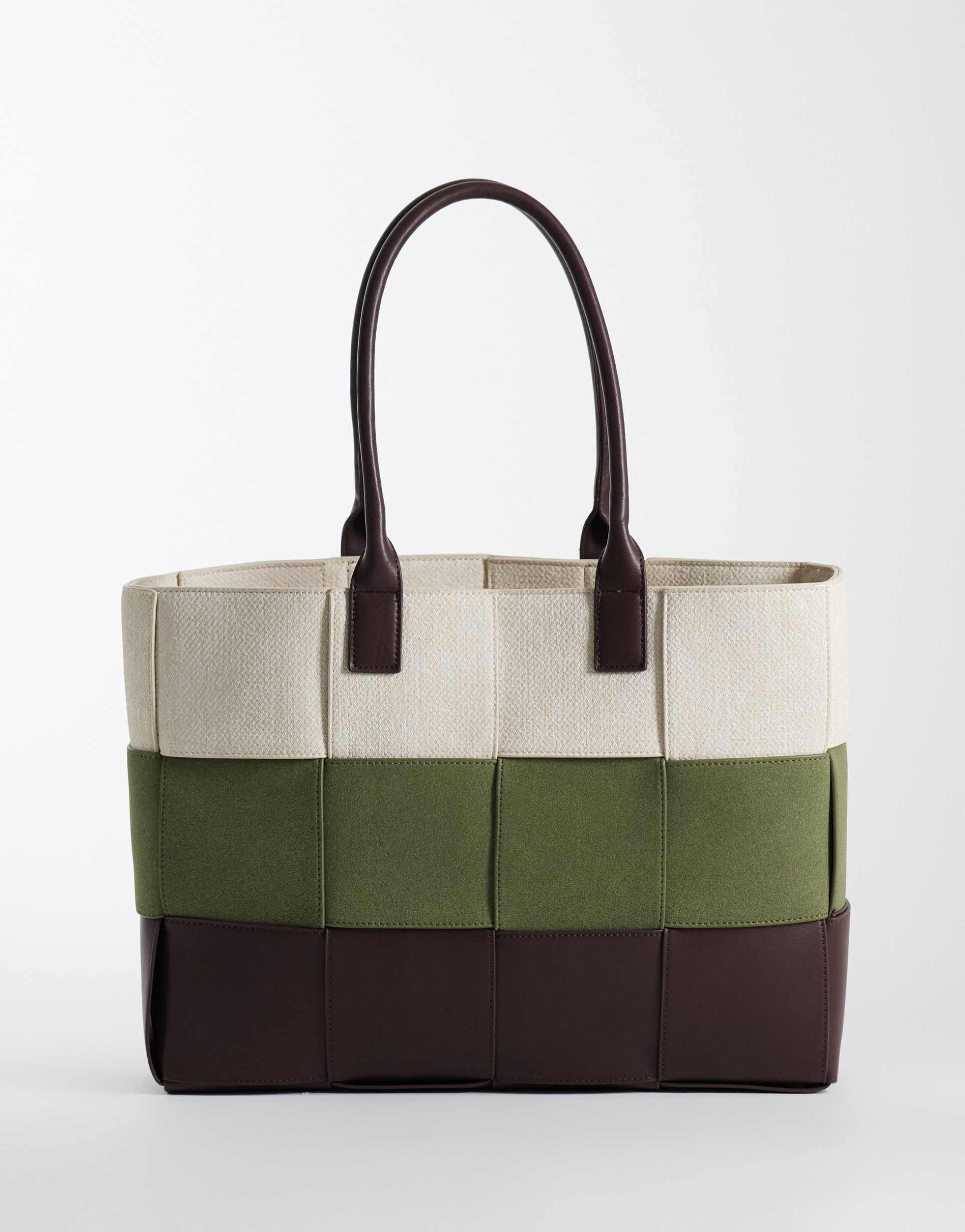 asos design color block weave tote bag