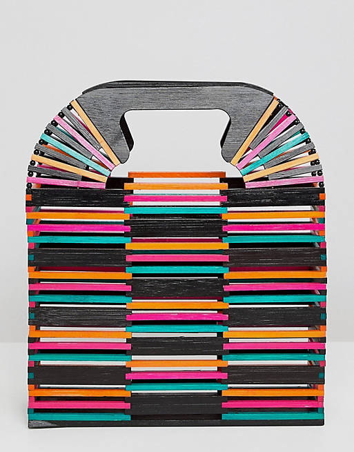 ASOS DESIGN colored bamboo square boxy clutch bag