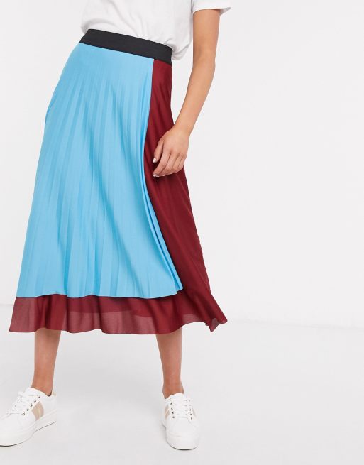ASOS DESIGN colour block pleated wrap midi skirt | ASOS